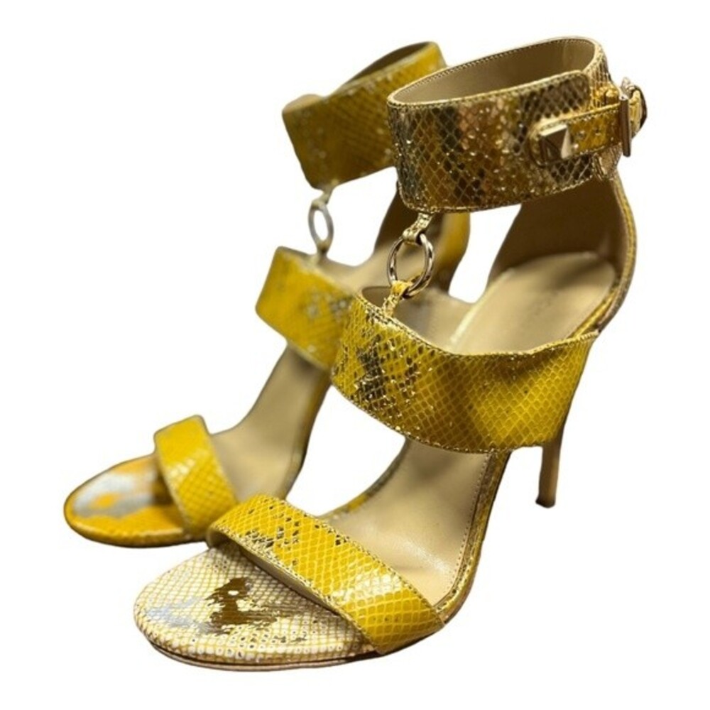 MICHAEL MICHAEL KORS Women's Gold Amos Ankle Cuff‎ Stiletto Sandals SZ 10